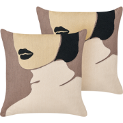 SILPHIUM - Sierkussen set van 2 - Taupe - 45 x 45 cm - Katoen