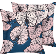 CHRYSANTHEMUM  - Sierkussen set van 2 - Roze - 45 x 45 cm - Polyester