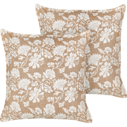 NOTELEA  - Sierkussen set van 2 - Wit/Beige - 45 x 45 cm - Katoen