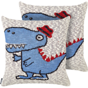 GAMBIR - Sierkussen set van 2 - Beige/Blauw - Katoen