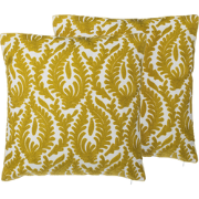 PRIMULA  - Sierkussen set van 2 - Mosterdgeel - 45 x 45 cm - Katoen