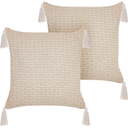 HAKONE - Set van 2 kussens - Lichtbeige - 42 x 42 cm - Polyester