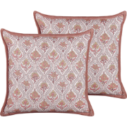 PICEA  - Sierkussen - Lichtrood - 45 x 45 cm/Wit - Katoen