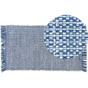 BESNI - Laagpolig vloerkleed - Blauw - 80 x 150 cm - Katoen