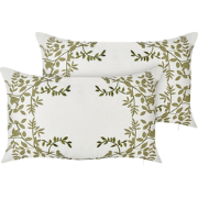ZALEYA - Sierkussen set van 2 - Wit/Groen - 30 x 50 cm - Katoen