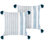 TILIA  - Sierkussen set van 2 - Donkerblauw - 45 x 45 cm - Katoen