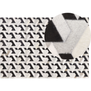 NARMAN - Patchwork vloerkleed - Lichtgrijs - 140 x 200 cm - Koeienhuid