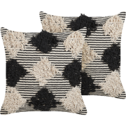 BHUSAWAL  - Sierkussen set van 2 - Zwart - 50 x 50 cm - Katoen