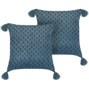 RIBES  - Sierkussen set van 2 - Donkerblauw - 45 x 45 cm - Fluweel