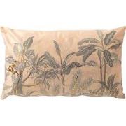 AARON - kussenhoes 30x50 cm - bladmotief - Moss Gray - roze