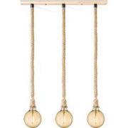 Home sweet home touw hanglamp Leonardo 3L Globe - amber