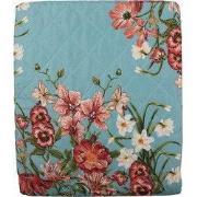 Clayre & Eef Bedsprei Blauw Roze Katoen Bloemen