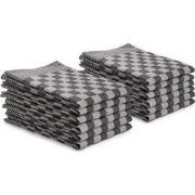DoubleDry Theedoeken set - 12 stuks - 50x70 cm - 100% katoen - blokpat...