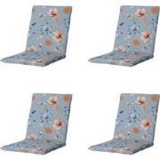 Madison -  Stapelstoelkussen Florina blue - Ca. 97x49 cm - Set van 4