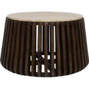 Salontafel Rond - Bruin - Travertin - 70cm - Salontafel Elisa