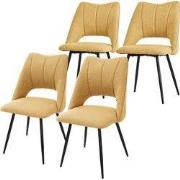 Eetkamerstoel set van 4 mosterdgeel gestoffeerd incl. montagemateriaal...