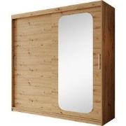 Meubella - Kledingkast Pete - Eiken - 200 cm - Met spiegel