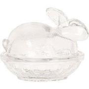 Clayre & Eef Glazen potje 12x8x9 cm Glas Konijn