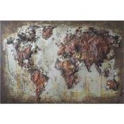 Clayre & Eef Muurdecoratie 120x80 cm Bruin Beige IJzer Wereldkaart