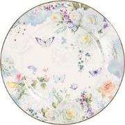 Clayre & Eef Ontbijtbord Ø 19 cm Wit Blauw Porselein Bloemen