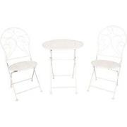 Clayre & Eef Bistroset Bistrotafel Bistrostoel 3-delig Ø 60x70 Wit IJz...