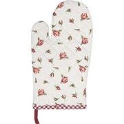 Clayre & Eef Ovenwant 18x30 cm Rood Wit Katoen Rozen