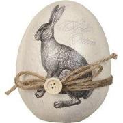 Clayre & Eef Beeld Konijn Ø 12x14 cm Beige Grijs Polyresin Konijn