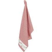 Clayre & Eef Theedoek 50x70 cm Wit Rood Katoen Aardbeien