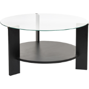Salontafel met 2 bladen, waarvan één van gehard glas Ø75 cm - CLARA
