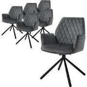 Eetkamerstoel set van 6 draaibaar met rugleuning en armleuningen antra...