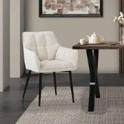 Eetkamerstoel in crème badstof met dikke gestoffeerde zitting ML desig...