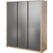 Meubella - Kledingkast Melody - Grijs - Eiken - 166 cm