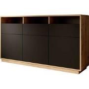 Meubella - Dressoir Acuna - Mat zwart - Eiken - 180 cm