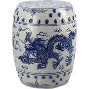 Fine Asianliving Keramische Kruk Blauw Wit Draak Porselein B33xH45cm