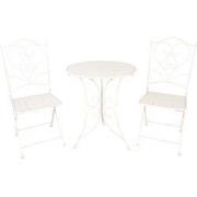Clayre & Eef Bistroset Bistrotafel Bistrostoel 3-delig Ø 60x70 Wit IJz...