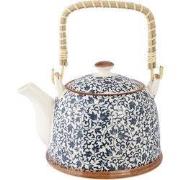 Clayre & Eef Theepot met Filter 700 ml Blauw Keramiek Bloemen