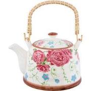 Clayre & Eef Theepot met Filter 700 ml Beige Roze Keramiek Bloemen