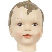 Clayre & Eef Beeld Kinderhoofd 12x10x13 cm Beige Kunststof