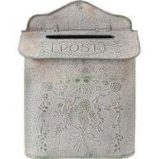 Clayre & Eef Brievenbus 26x10x35 cm Grijs IJzer Bloemen