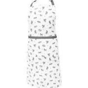 Clayre & Eef Keukenschort 70x85 cm Grijs Wit Katoen Katten