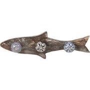Clayre & Eef Wandkapstok 3 Haken Vis 33x5x10 cm Blauw Hout