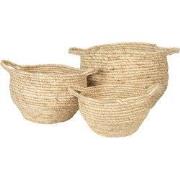 Clayre & Eef Opbergmand Set van 3 Ø 30 Ø 25 Ø 20 cm Beige Zeegras