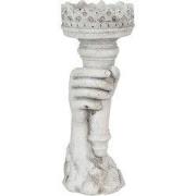 Clayre & Eef Kandelaar 12x10x27 cm Grijs Steen Hand