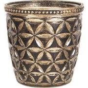 Clayre & Eef Theelichthouder Ø 9x9 cm Bruin Glas Bloemen