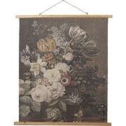 Clayre & Eef Wandkleed 80x100 cm Grijs Hout Bloemen