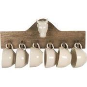 Clayre & Eef Mokkenrek Set van 6 48x9x17 cm Bruin Hout Koe