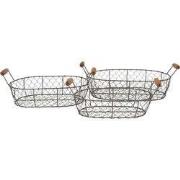 Clayre & Eef Opbergmand Set van 3 42x27x15 cm Bruin IJzer