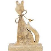 Clayre & Eef Decoratie Kat 11x3x16 cm Bruin Hout