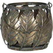 Clayre & Eef Windlicht 17x17x15 cm Koperkleurig Metaal Bladeren