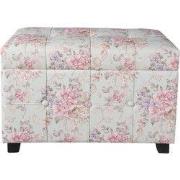 Clayre & Eef Poef 61x37x43 cm Roze Hout Bloemen
